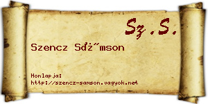 Szencz Sámson névjegykártya